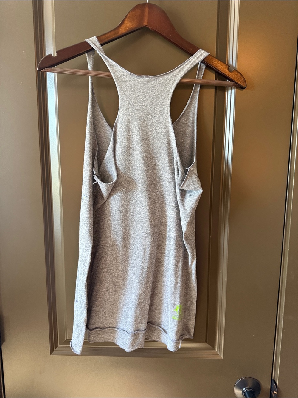 Next Level Apparel Gray Tank with Neon Green & Navy Graphic - Picture 3 of 3